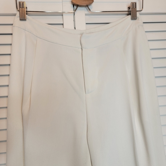 DEREK LAM Ivory Trousers High Rise Wide Leg Pleated Pants Preppy Women's 2‎ Long - Picture 2 of 13